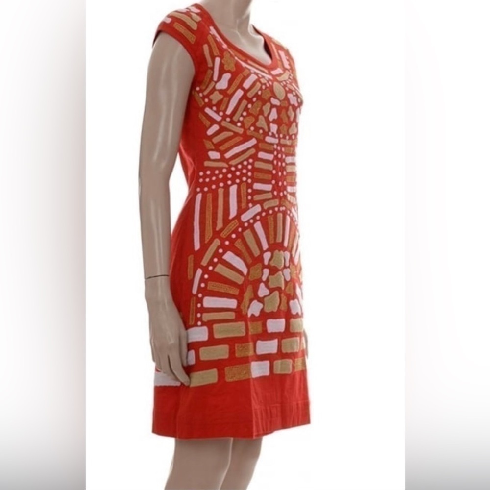 🌟NWOT 16 (size 48 Spain) Almatrichi Red Embroidered Sheath Mini Dr… - Picture 2 of 7